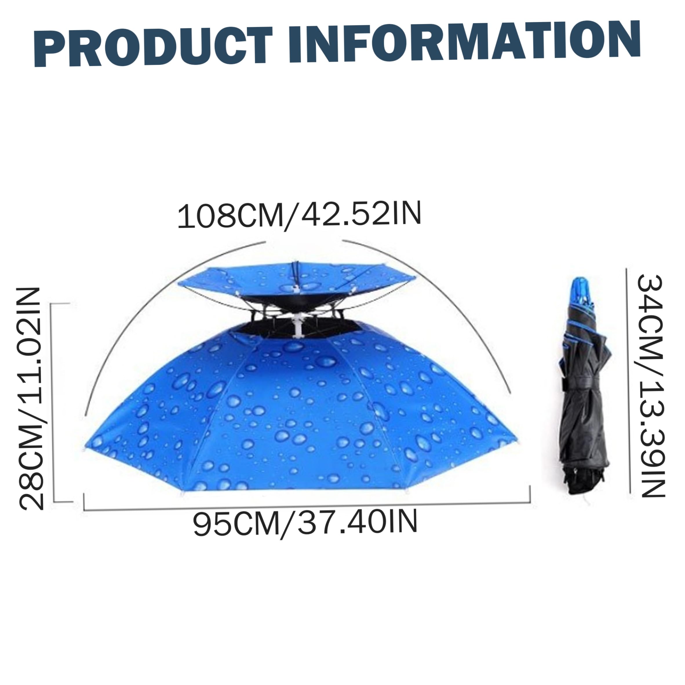 Escursionismo in Campeggio, Cappello a ventaglio a energia Solare, Confezione da 1, Pieghevole, Blu, Taglia Unica