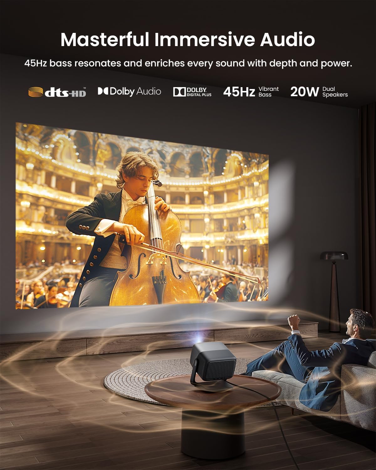 Smart Projector 4K [VIDAA Live TV & 36W Dolby & Voice Control] with WiFi6 and Bluetooth, Short Throw Projector Compatible with Netflix, AI Auto Focus, HDR10, Home Theater Proyector for Outdoor Movies product image 21