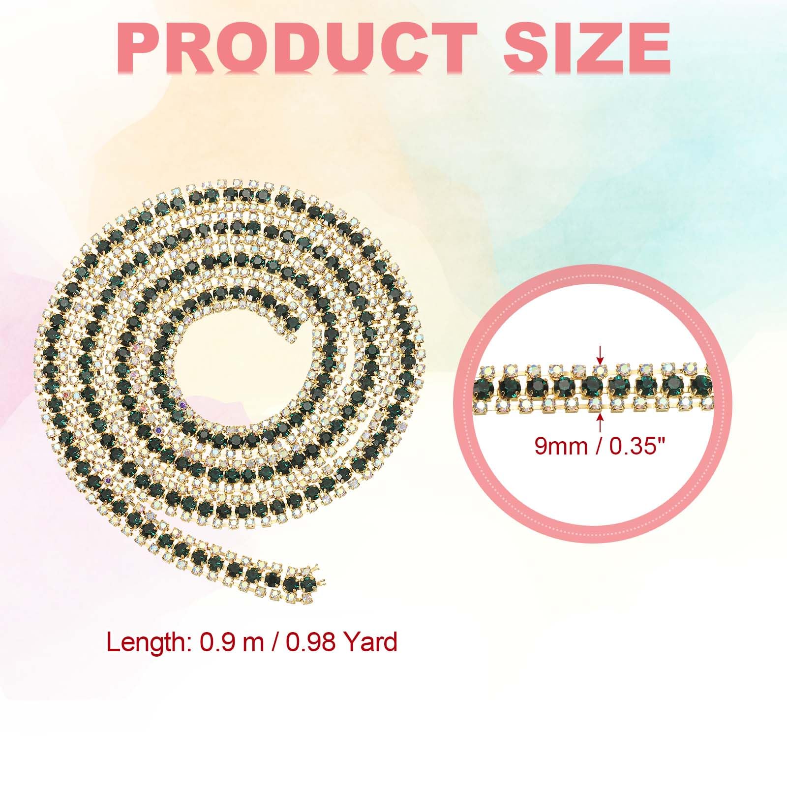 PATIKIL 1 Yard 3 Rows Crystal Rhinestone Close Chain Trim - Image 2