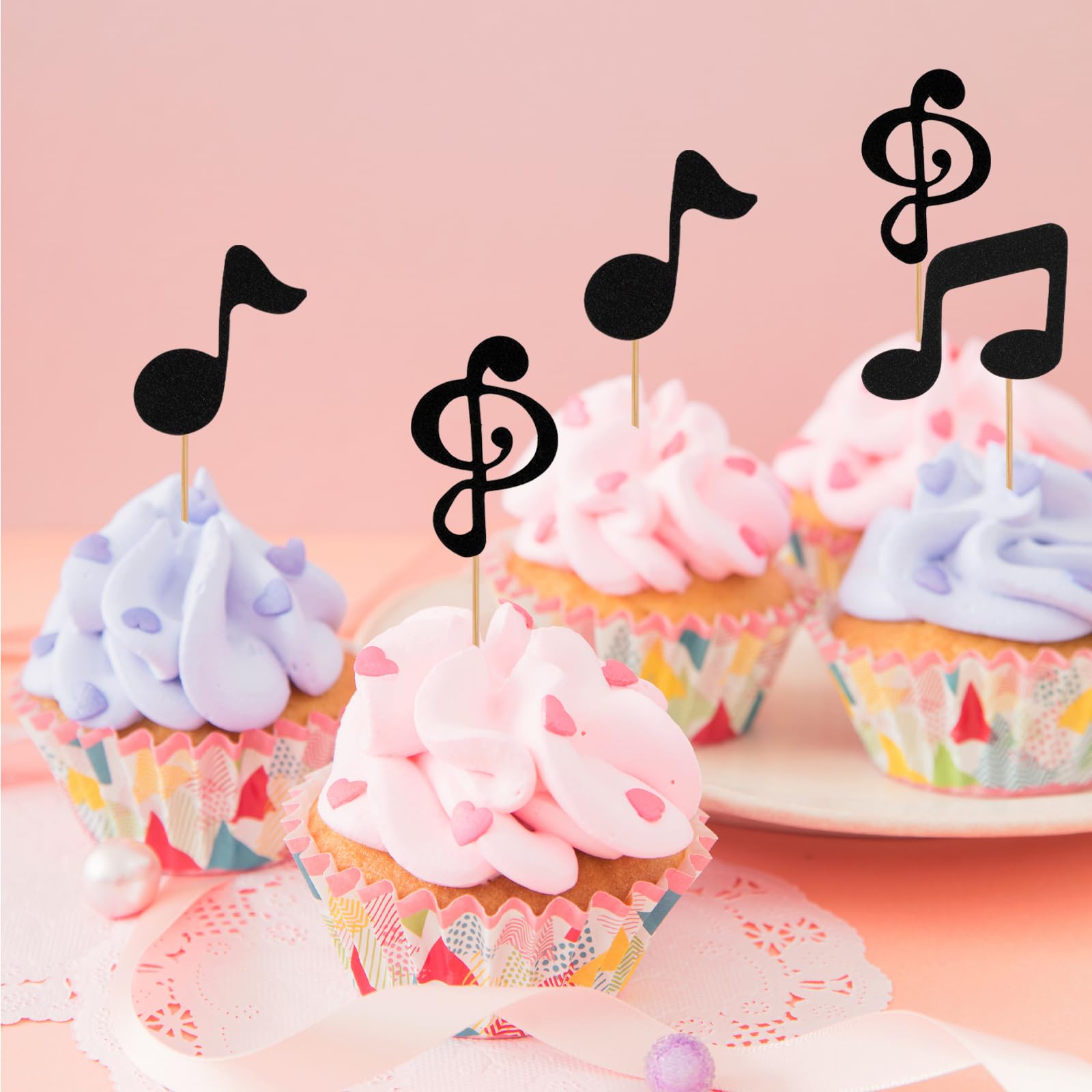 Doyomtoy Set di decorazioni musicali, 32 pezzi, note musicali, palloncini, cupcake, tovaglia per bambini