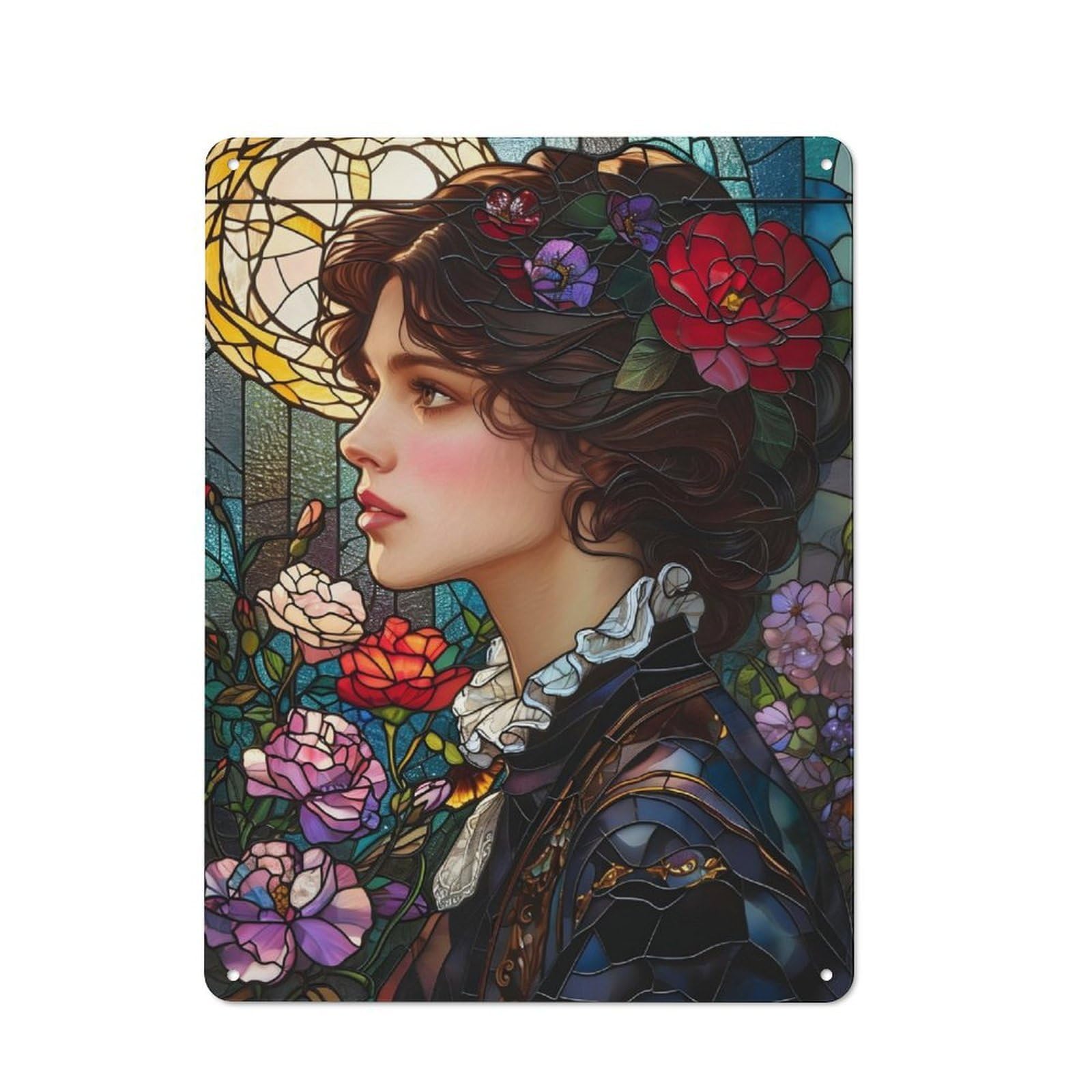 Junmoney Beautiful Woman Rustic Tin Wall Plaque 40X30cm For Studio Or Craft Room, For Garage, Workshop And Man Cave Decoration