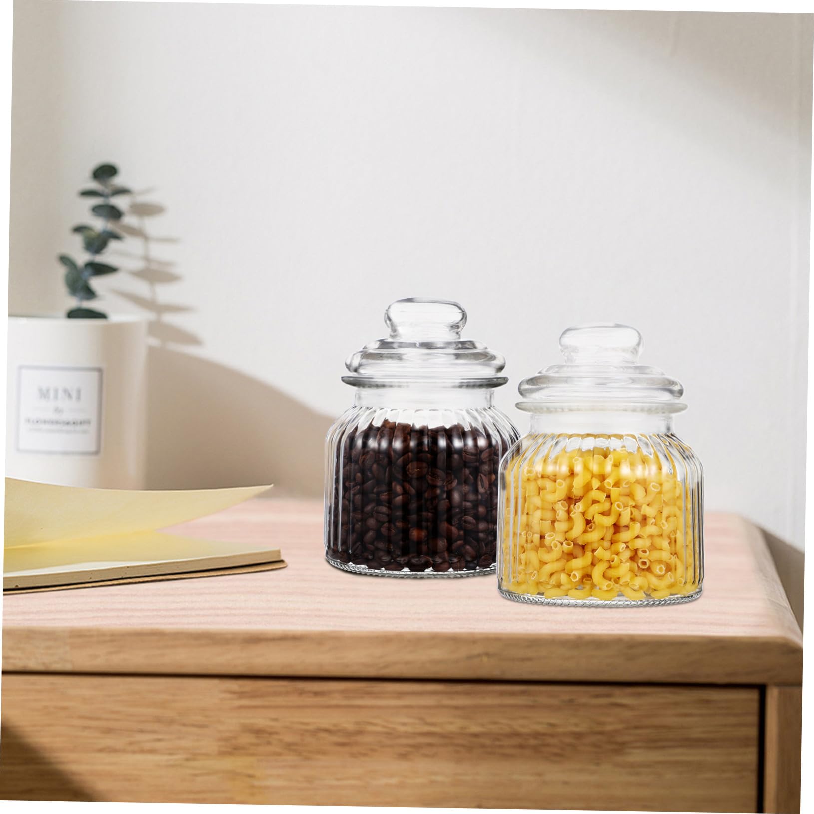 IMIKEYA Glasvorratsgläser Luftdichte Aufbewahrungsgläser mit Deckel 650ml 2 Stück aus Glas Spülmaschinenfest für Kekse und Trockenfrüchte für Party und Weihnachten