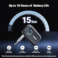Vista 5 de UGREEN Adaptador Bluetooth 5.4 para automóvil, llamadas manos libres y cancelación de ruido, adaptador AUX a Bluetooth para automóvil, receptor