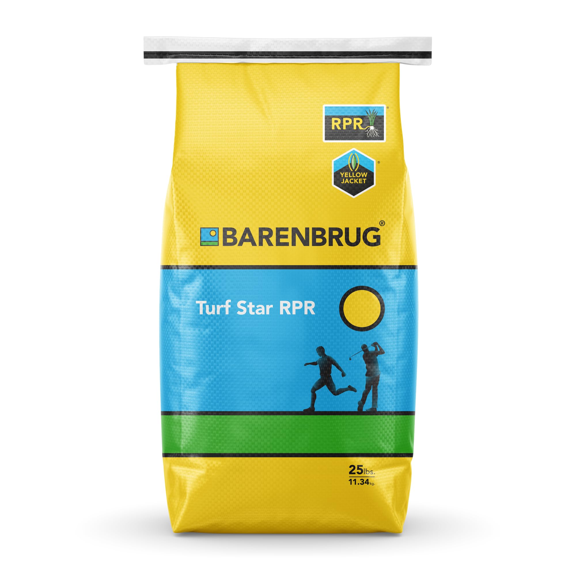Barenbrug Turf Star Regenerating Perennial Ryegrass Lawn Seed with Yellow Jacket Seed Coating, Fast-Acting Durable Grass Seed Mix for Lawns, 25-lb. Bag