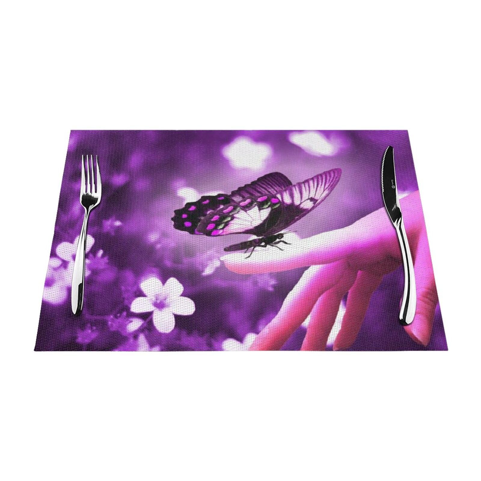 Set de table antidérapant papillon tissé et lavable pour napperon de cuisine