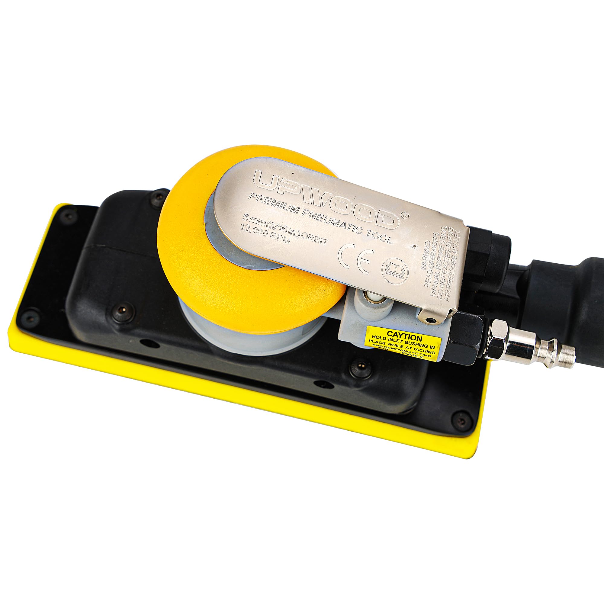 Lijadora orbital de aire libre de polvo de 2-0.75 x 8 pulgadas, órbita de 70 mm x 198 mm | 10.000 OPM máximo, aspiradora central, con almohadilla de adicional, 15 papeles de lija de malla (80/120/180/320/400)