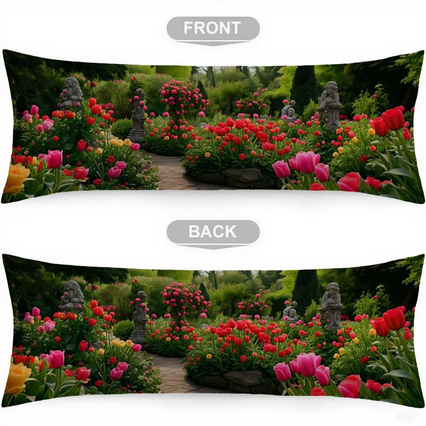 Giardino Federe Cuscini Divano 60 x 180 cm, Cuscini per Divano in Velluto Cotone Morbida e Traspirante, Fiore Copricuscino Letto con Cerniera Invisibile Federe Cuscino per Moderno Casa Letto B-10489