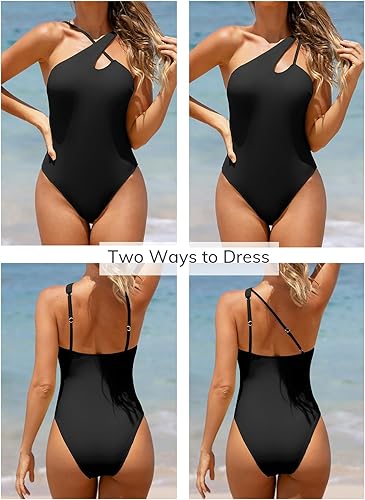 Miniatura 2 de CUPSHE Traje de baño de una pieza para mujer, traje de baño asimétrico con tirantes ajustables