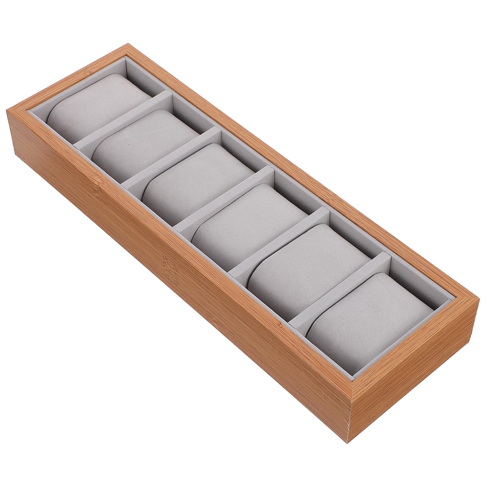 Lshtshf-ou 6-grid Wooden Watch Display Tray Organizer Solid Wood Storage Box Jewelry Case Showcase For Home And Store Use