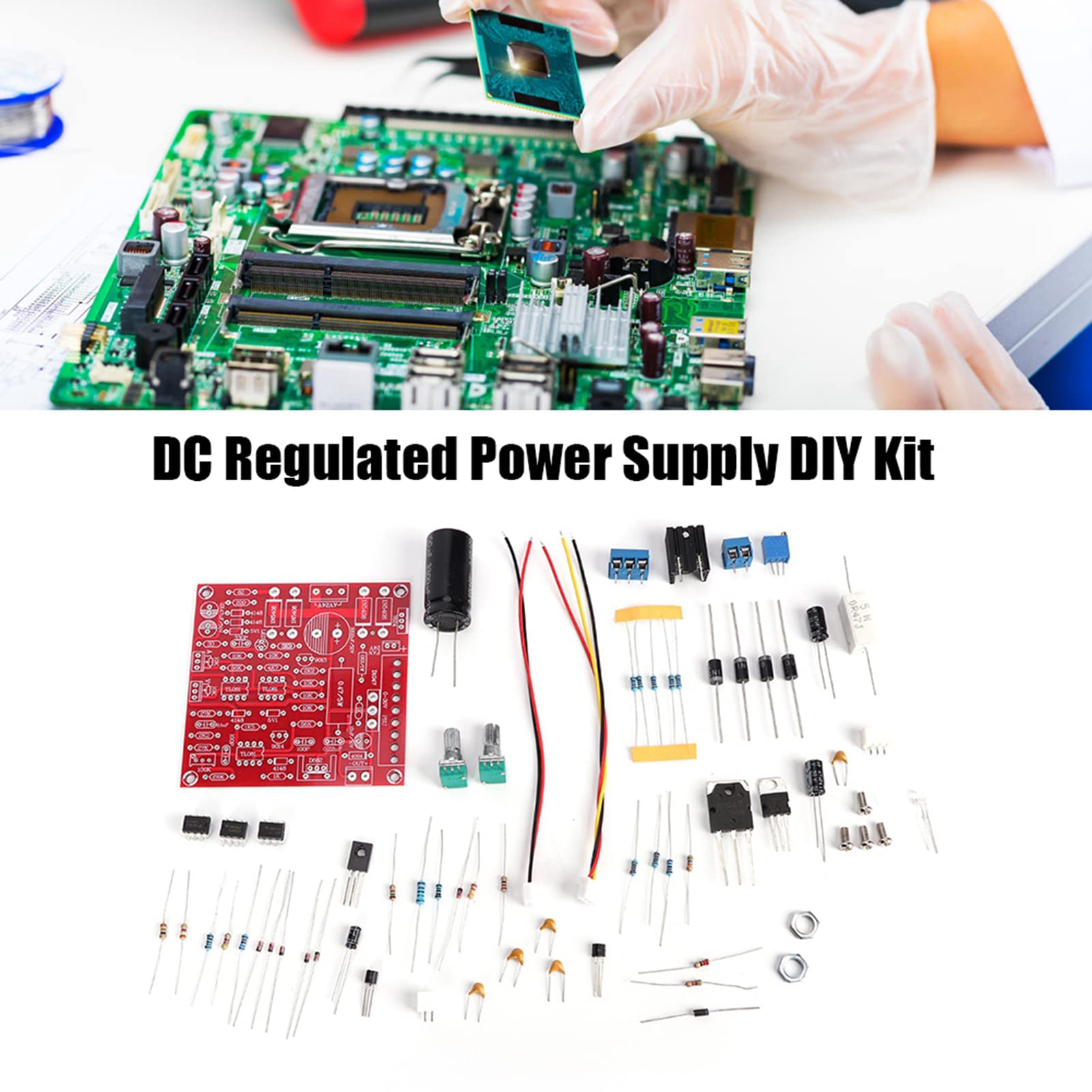 Kit fai da te per alimentatore, kit di parti per modulo fai-da-te con alimentatore regolato CC 0-30V 2mA-3A Kit elettronico fai-da-te con alimentatore regolabile continuo