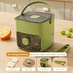 Portable Freezer Ice Maker with Ice Bin Fast, ICES Cube Tray with Storage Drawer, 48 Grid Push Type ICES Maker, Portable Press-Style ICES Box for Effortless Ice Making & Storage for Home Use (Green)