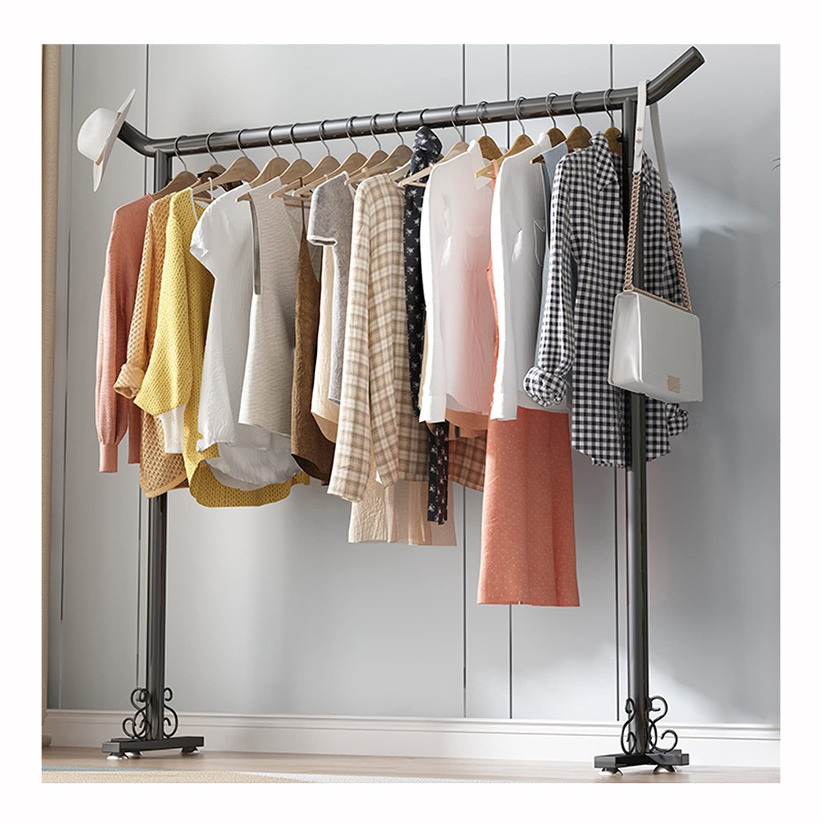 Barre horizontale en métal noir de 150cm pour portant à vêtements robuste