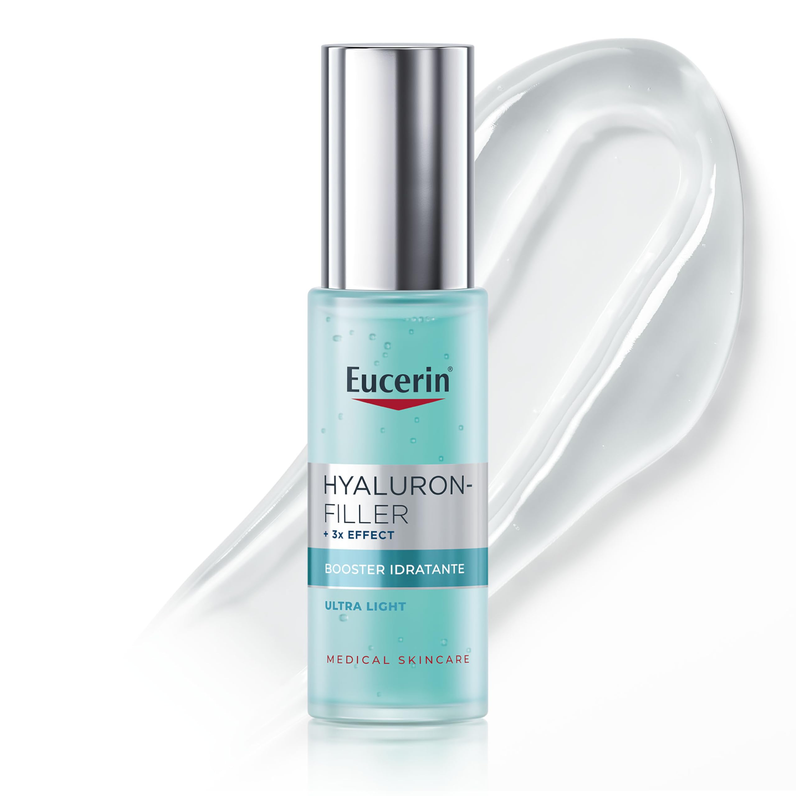 Eucerin Hyaluron-Filler Booster Idratante 30 ml, Siero idratante viso ultra leggero e rinfrescante, Siero viso Acido Ialuronico e Glicerina, Formula in gel-crema per tutti i tipi di pelle