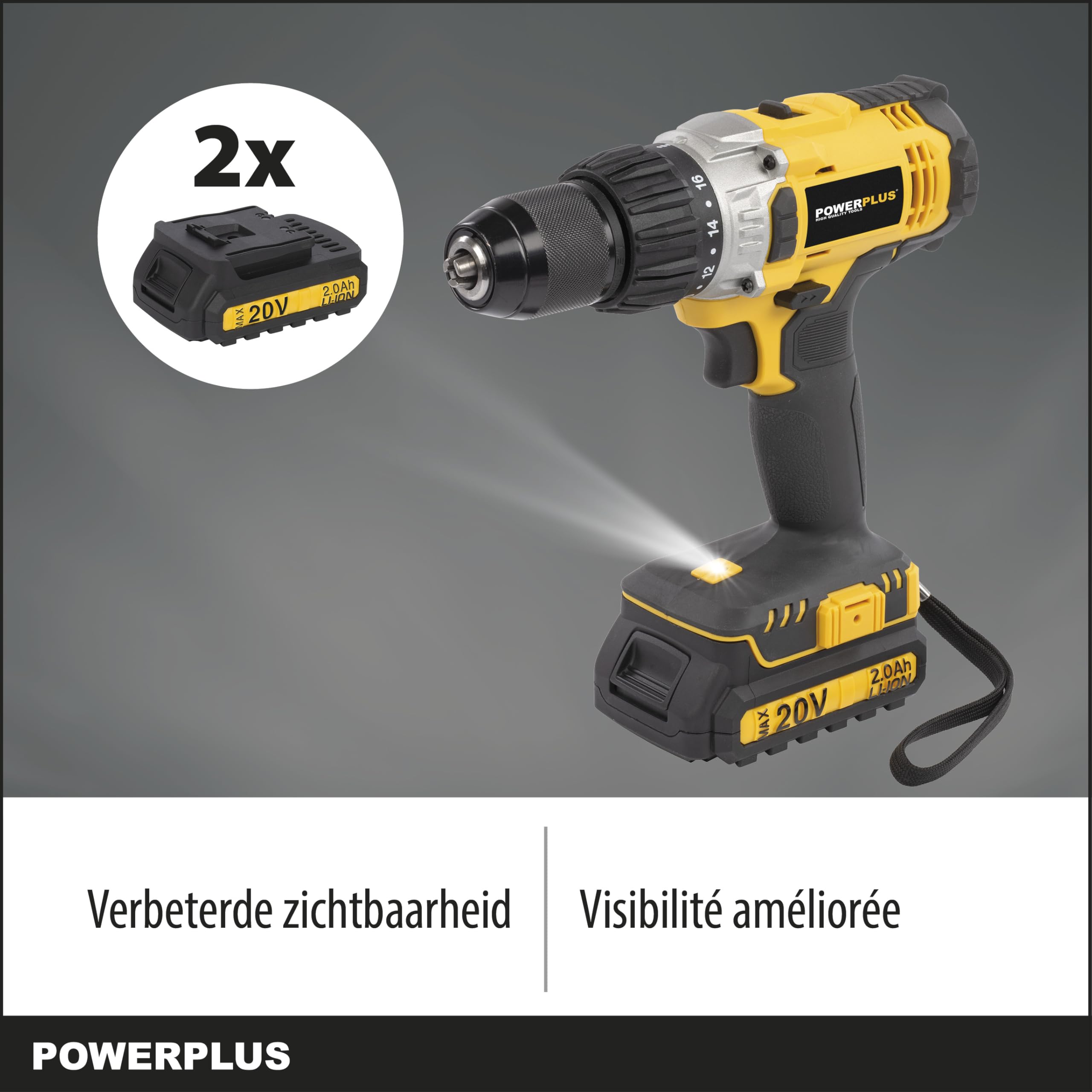 POWER plus POWX00445 - Taladro/atornillador de impacto 20v li-ion 2 bat, Multicolor