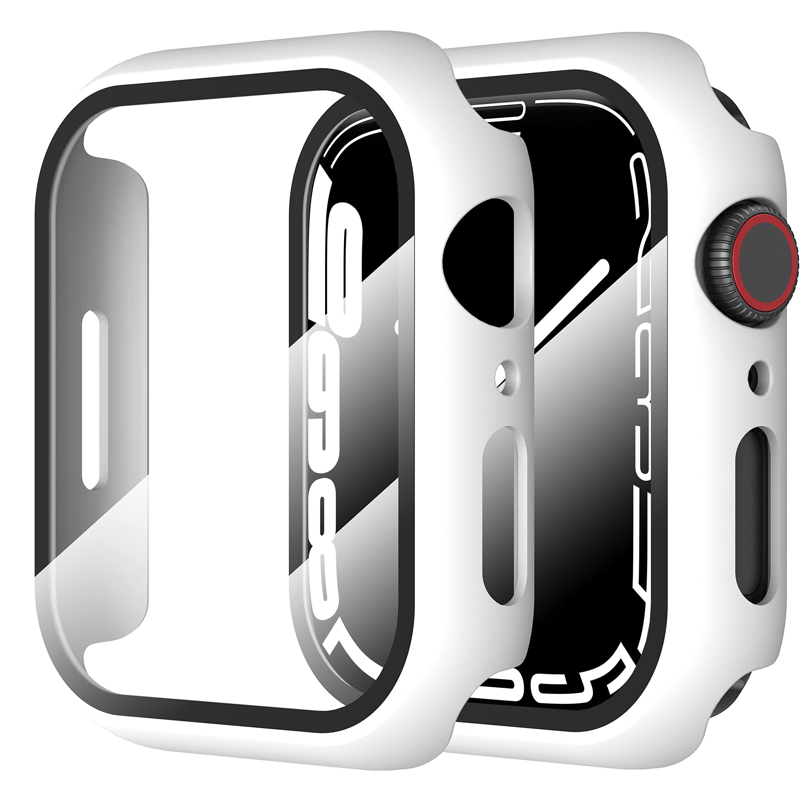 Diruite2-Pack Screen Protector Compatible with Apple Watch Series 7/6/5/4/SE Tempered Glass Case,All Around Hard Matte PC Protective for iWatch Series 7/6/5/4/SE Cover
