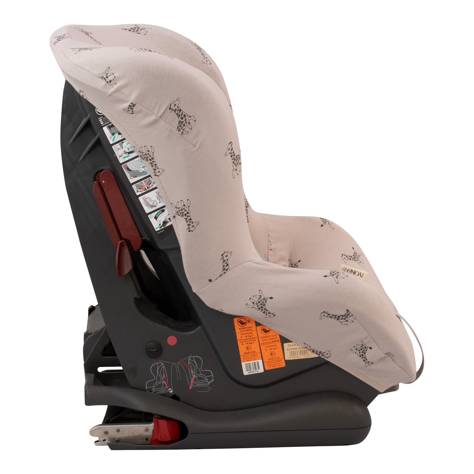 JYOKO KIDS Rivestimento per seggiolino auto senza testiera, realizzato in cotone extra morbido (GIRAFFE)