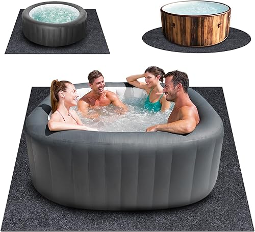 Tapete inflable extra grande para bañera de hidromasaje de 80 x 80 pulgadas, respaldo antideslizante impermeable, base de suelo absorbente para spa