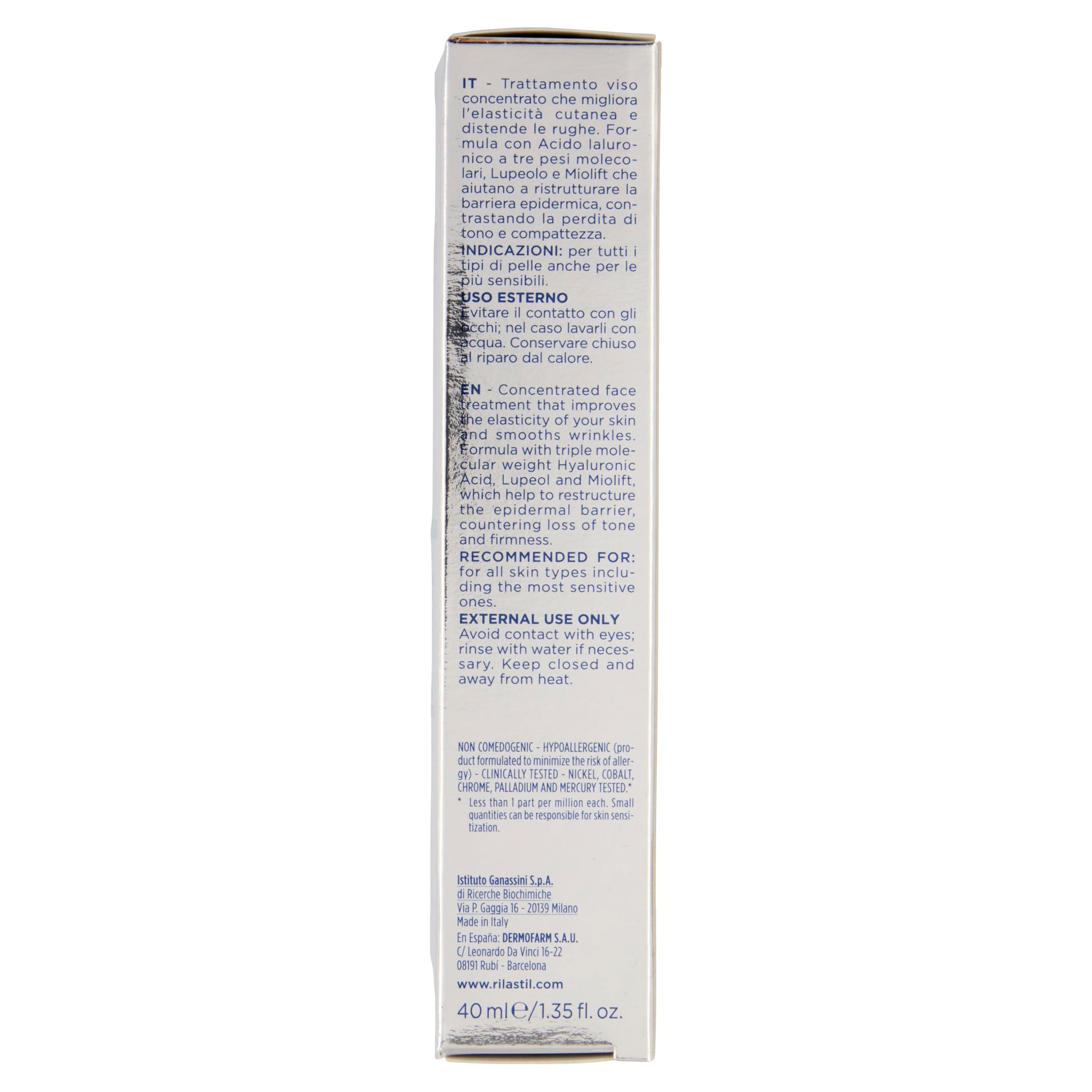 Rilastil Crema Viso Hydrotenseur Antirughe Ristrutturante Texture Leggera con Acido Ialuronico e per Pelli ml Confezione 40