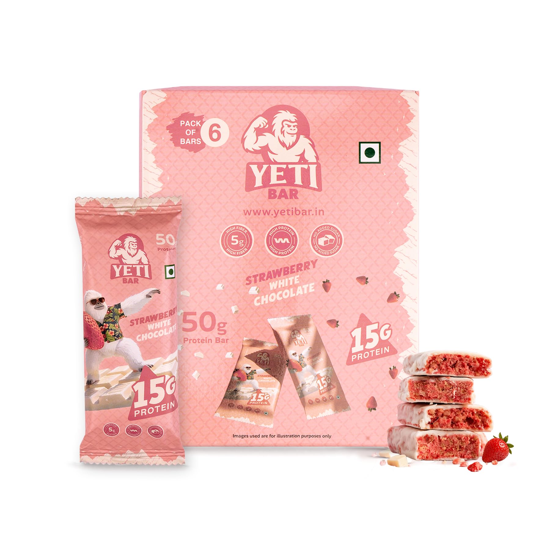 Yeti Bar High Protein Bar | Strawberry & White Chocolate | 15g Protein | No Added Sugar | High Fibre | 50g-image-49