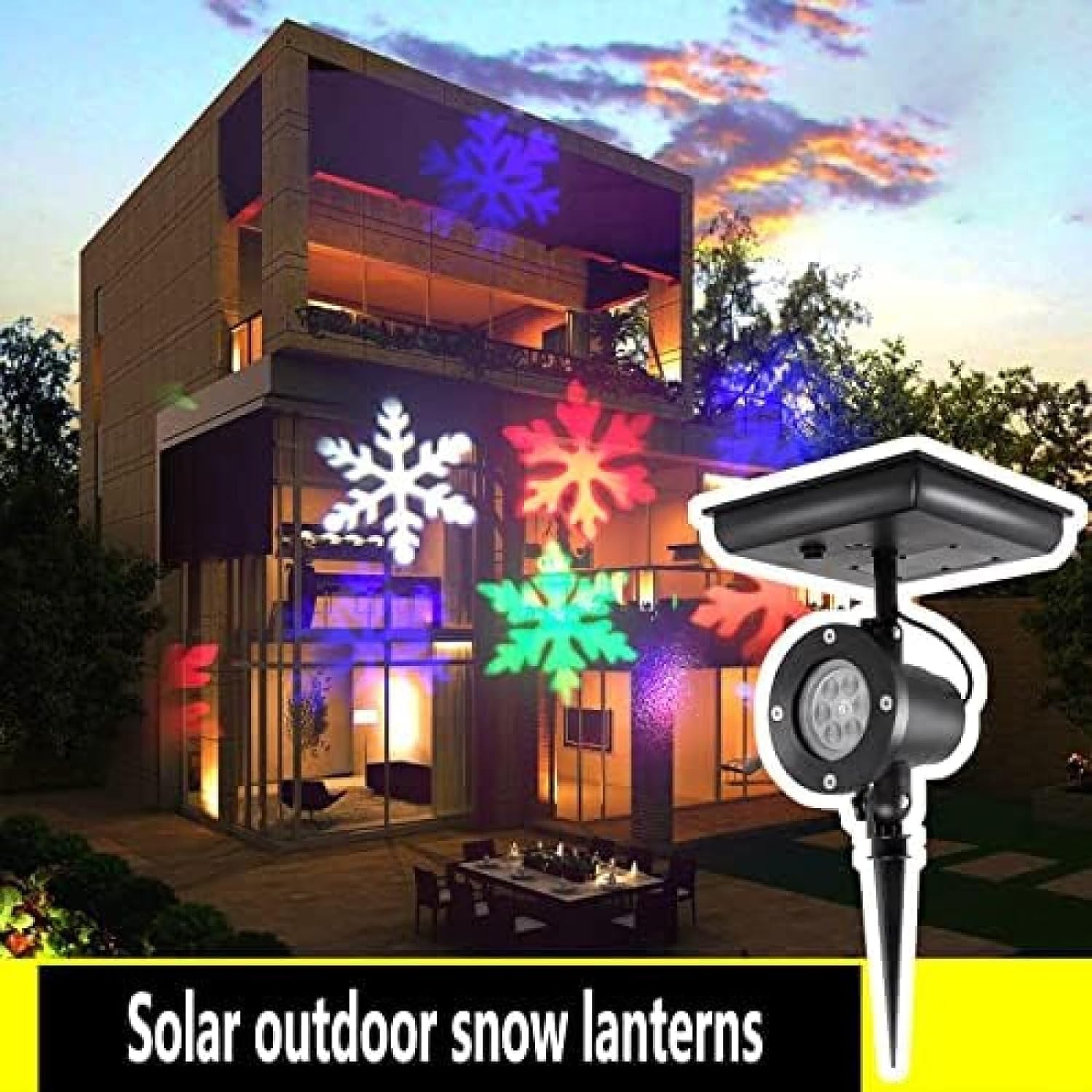 Proyector de copos de nieve de Navidad con energía solar luces para exteriores IP64 impermeable proyector de luz LED proyector de copos de nieve en movimiento lámpara para jardín decoración para