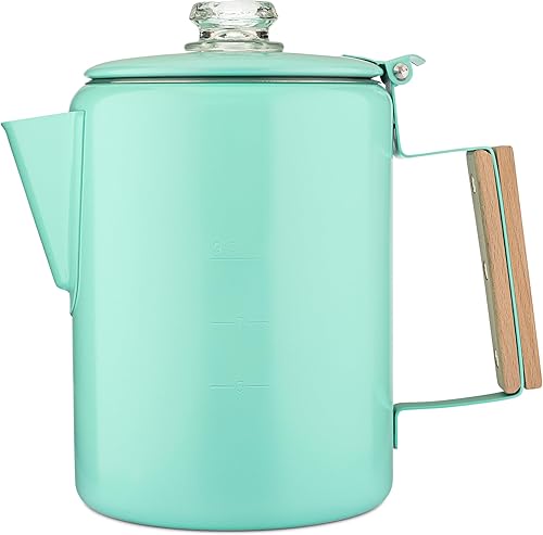 Miniatura 9 de COLETTI Bozeman Green Percolator - Cafeteras de camping - Percolador favorito de campamento - Sin aluminio o plástico [9 tazas, Camp Green] verde