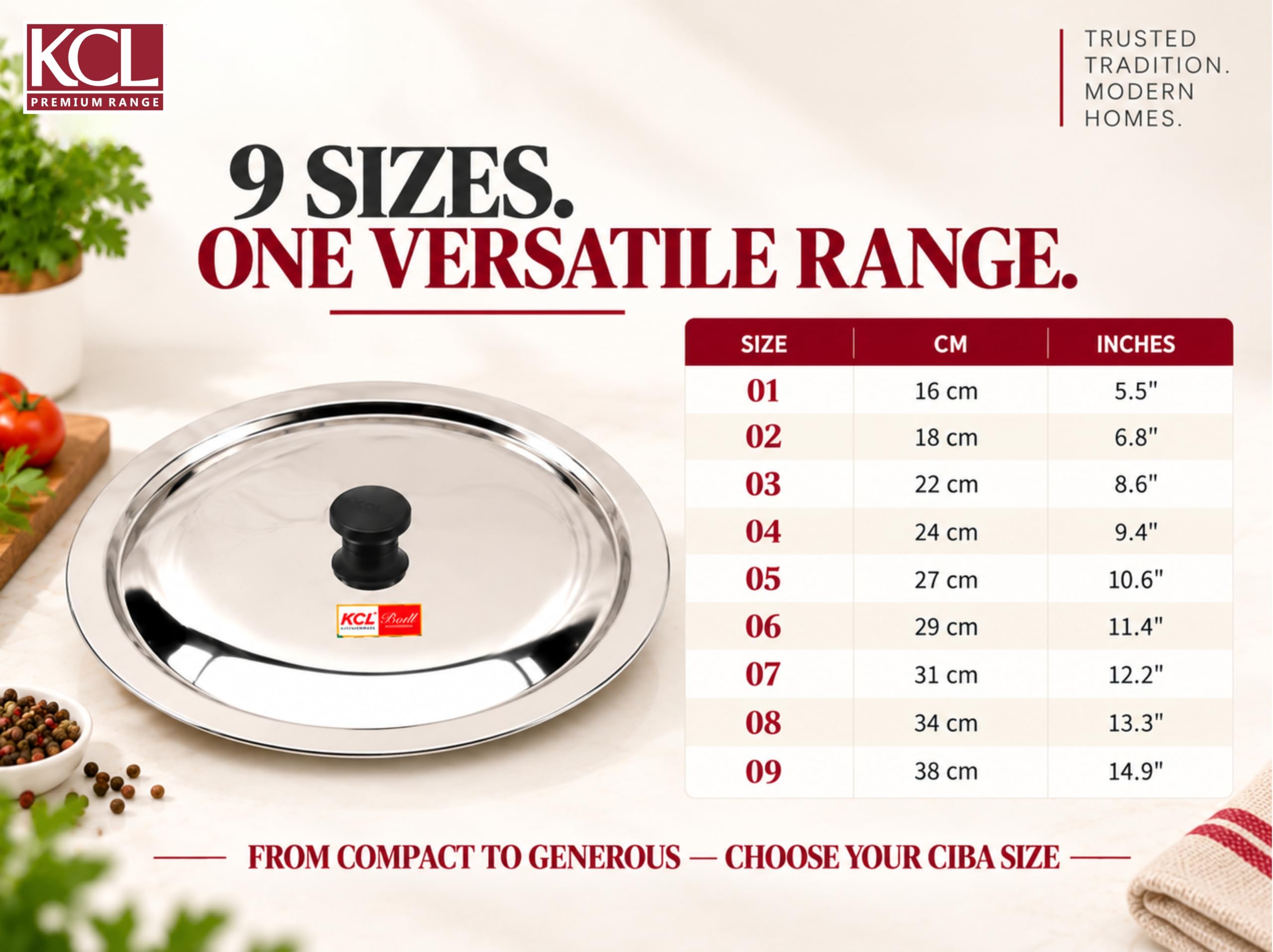 KCL Stainless Steel Tope Lids - 24cm -4 KCL Stainless Steel Tope Lids - 24cm -4
