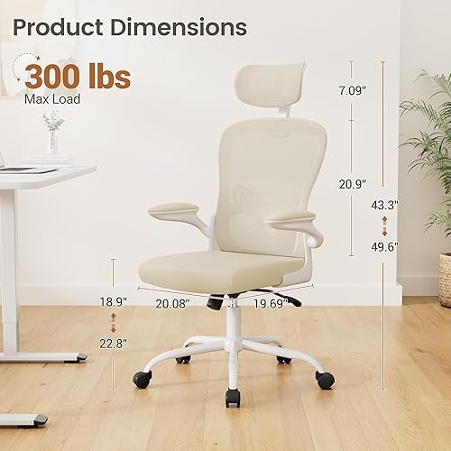 Vista 2 de Homall Silla ergonómica de oficina para computadora, silla de escritorio con reposacabezas 3D, soporte lumbar ajustable, silla de malla con respaldo