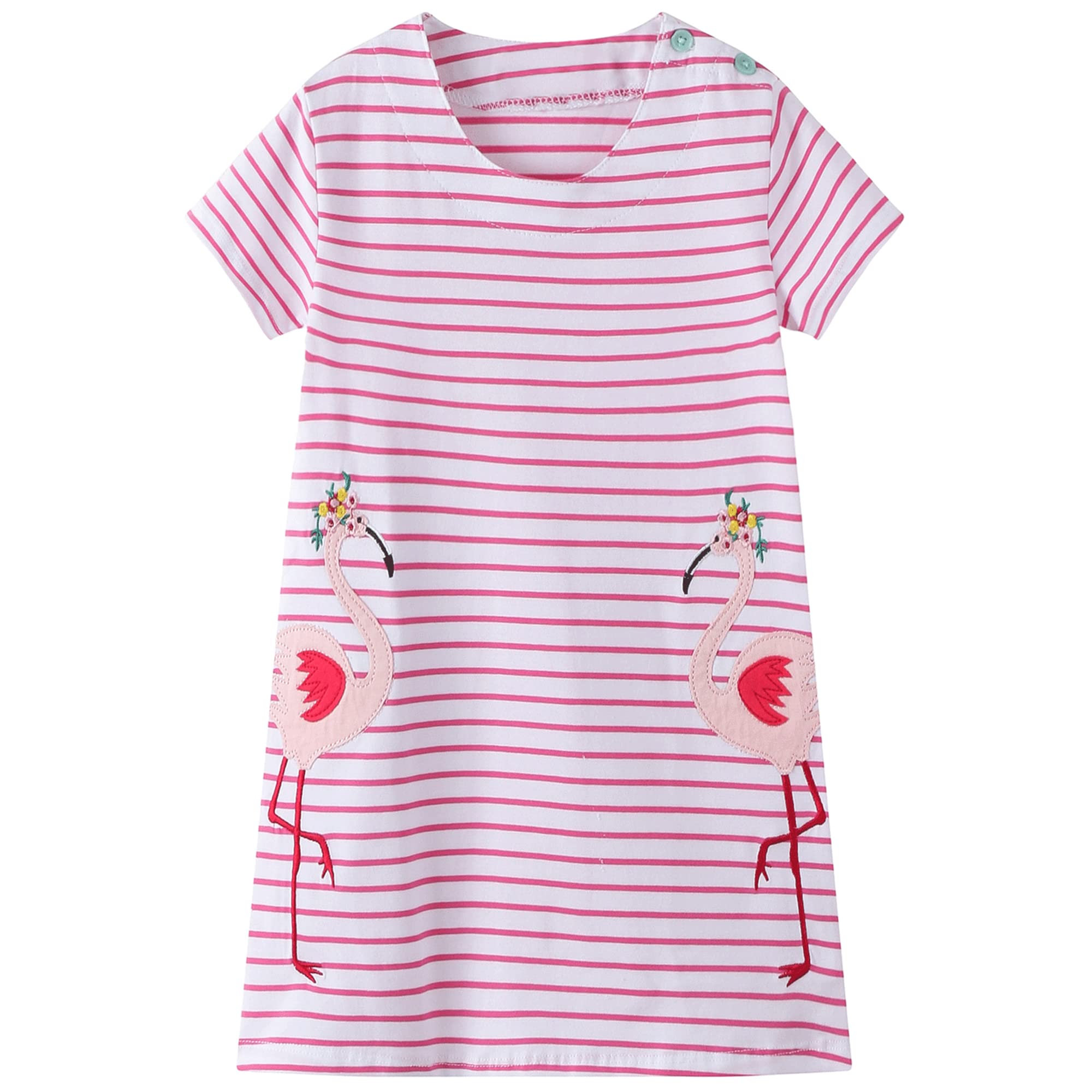 Mädchen Kleider aus Baumwolle Gr.80-134 - Kurzarm Einhorn Freizeit T-Shirt Kleider für Mädchen