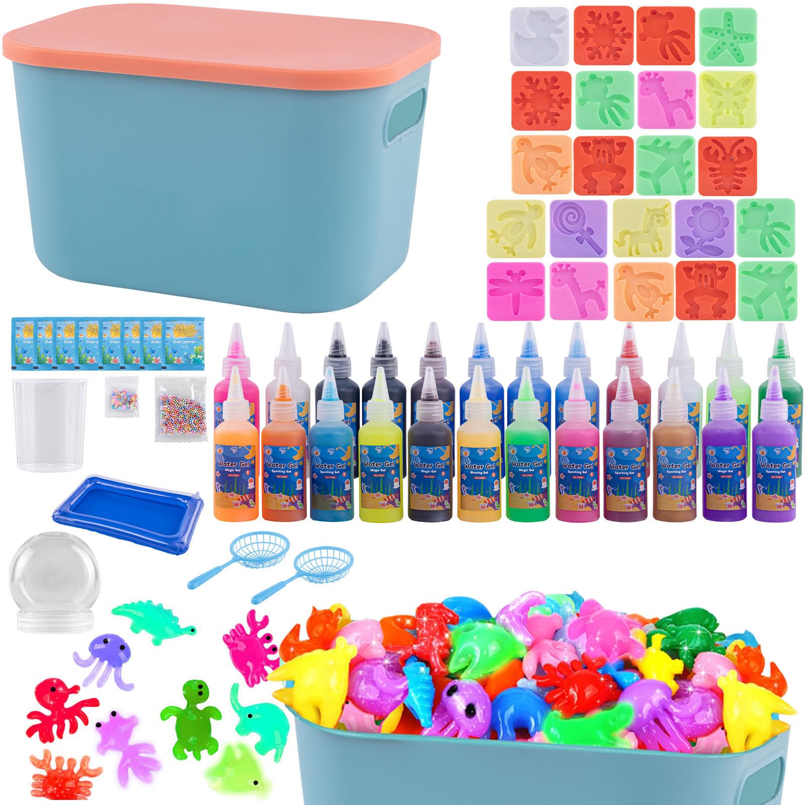Magic Water Gel Toy Kit DIY 3D Jouet en gel d'eau pour enfants 4 5 6+ | Avec 24 couleurs et 20 formes, jouet créatif d'anniversaire, cadeau de Noël pour garçons et filles à partir de 3 ans