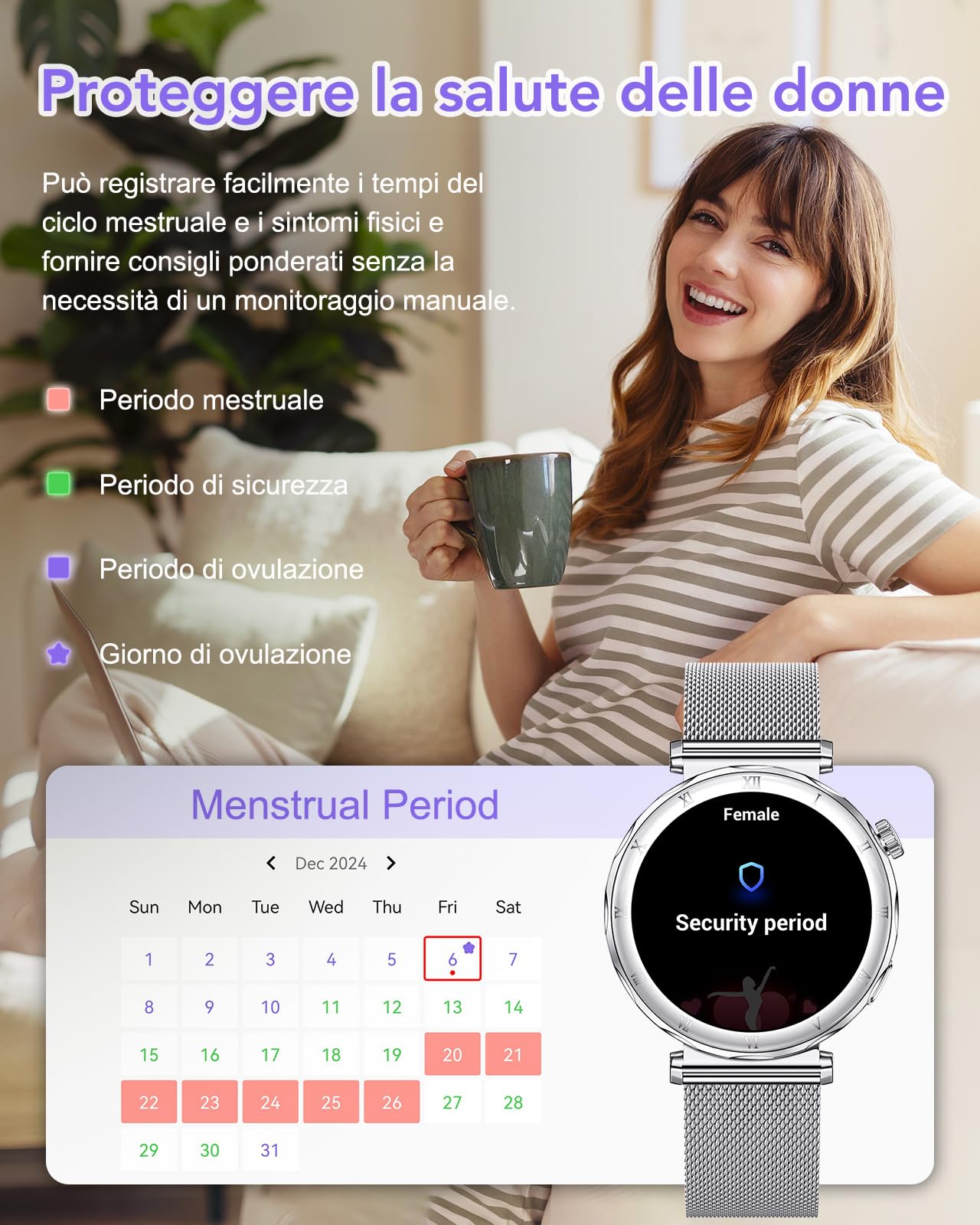 Women's Smartwatch Waterproof Fitness Tracker - Dettaglio