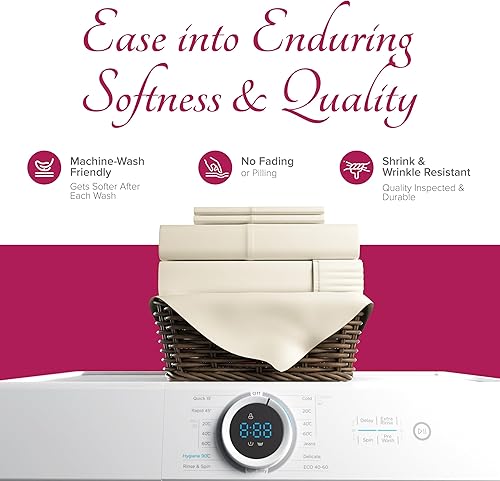 Miniatura 7 de Carressa Linen Juego de Sábanas de Algodón Egipcio 100% Tamaño King - Sábanas de Algodón Egipcio de Lujo de 1200 Hilos Tamaño King, Bolsillo