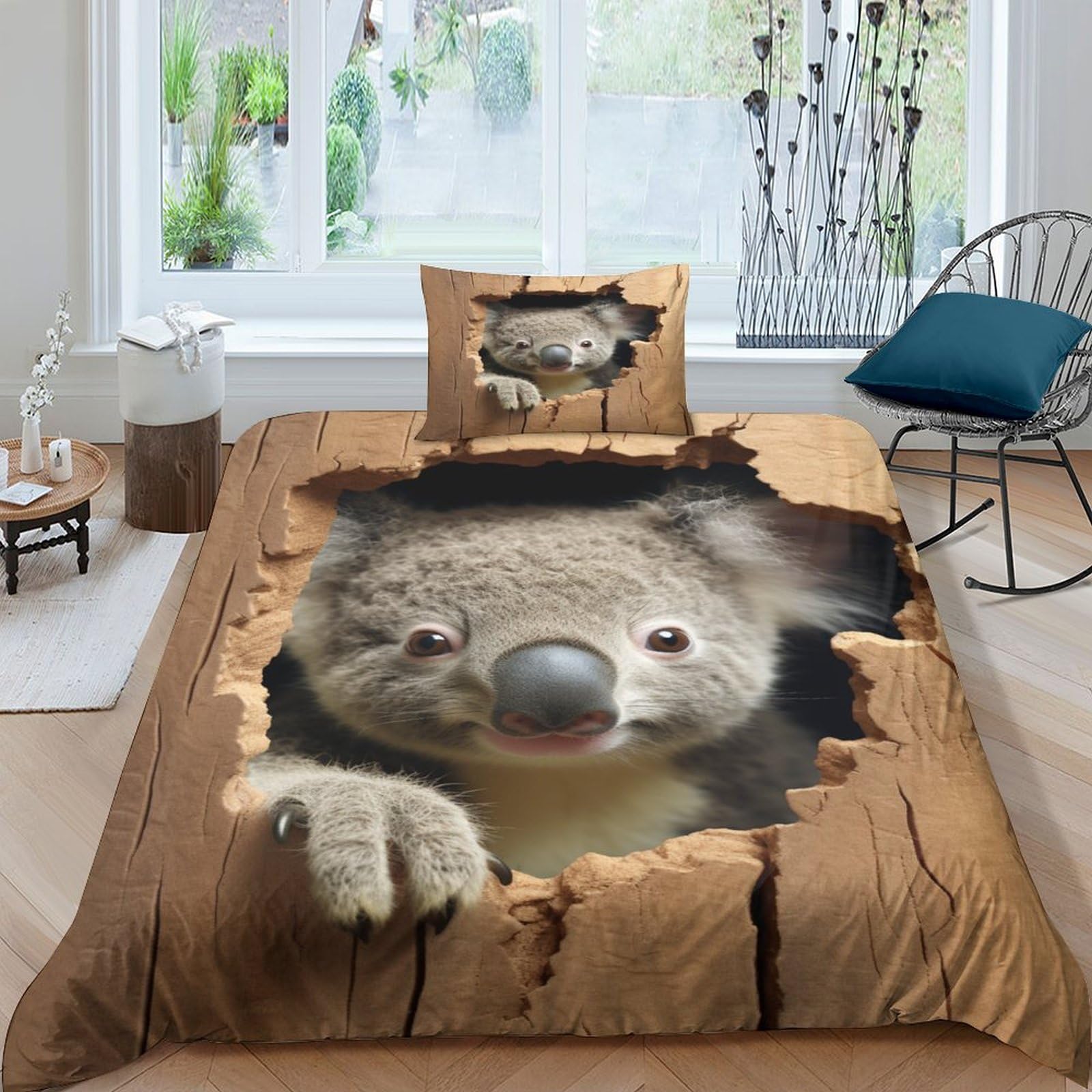 Parure de lit enfant 3 pièces avec housse de couette 135x200cm zippée et motif 3D