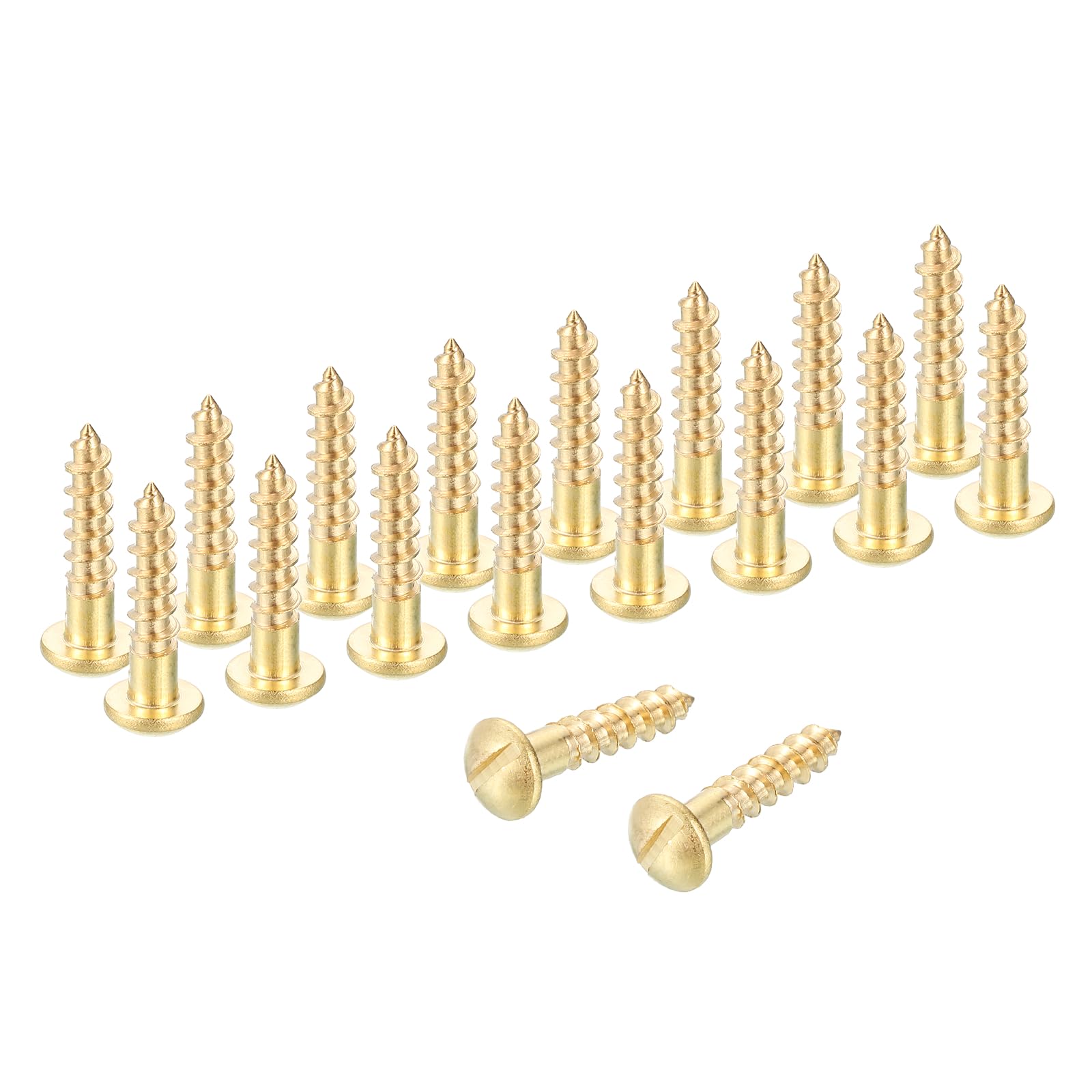 sourcing map Wood Screws, M3.5 x 18mm Brass Slotted Round Head Self Tapping Screw Quick Metal Self-Tapping for Indoor Household Appliances Furniture Woodworking Pack of 38