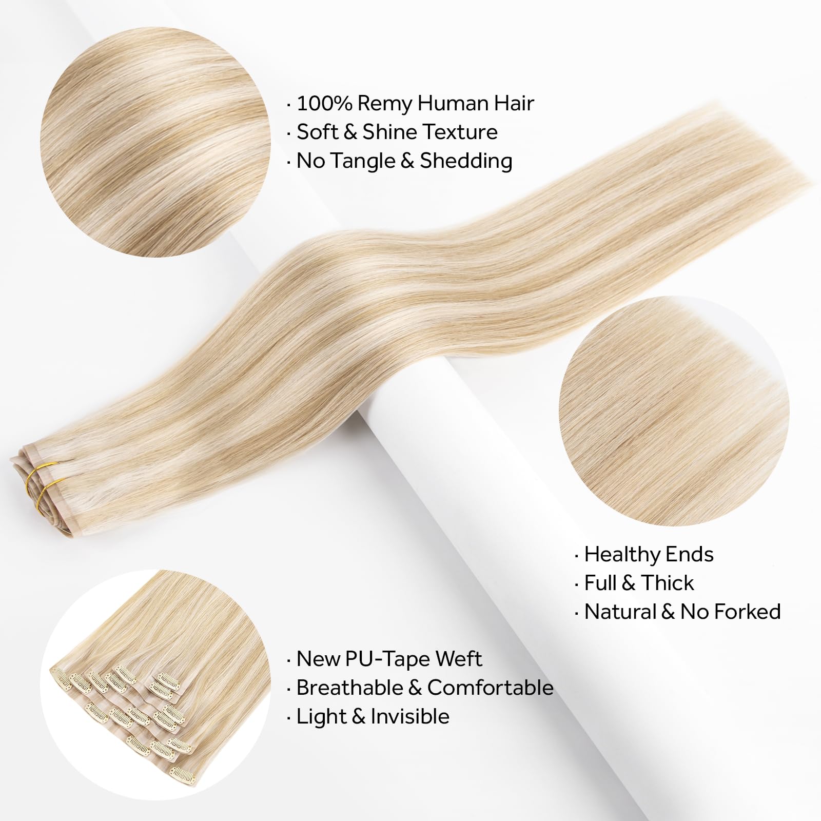 SOBEAUTY Clip in Hair Extensions, 100% Real Human Hair Remy Natural Volume Hair Extensions - Image 3