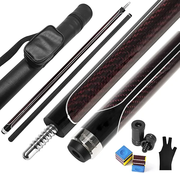 MoyanSuper Carbon Fiber Pool Cue Stick Low Deflection Shaft Professional Billiard Cue Stick with Hard Case and Accessories,12.5mm Tip, 58",21OZ