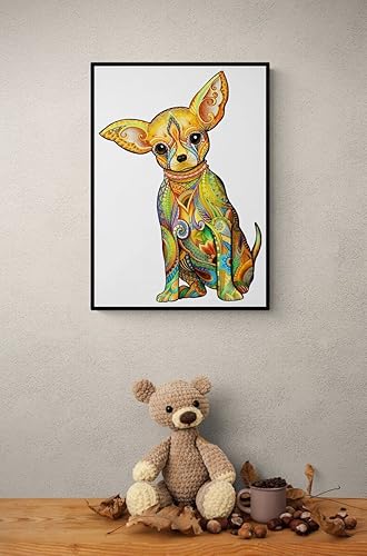 Miniatura 7 de WOODBESTS Rompecabezas de madera para adultos y niños, rompecabezas de Chihuahua, rompecabezas de animales de madera, rompecabezas de corte de