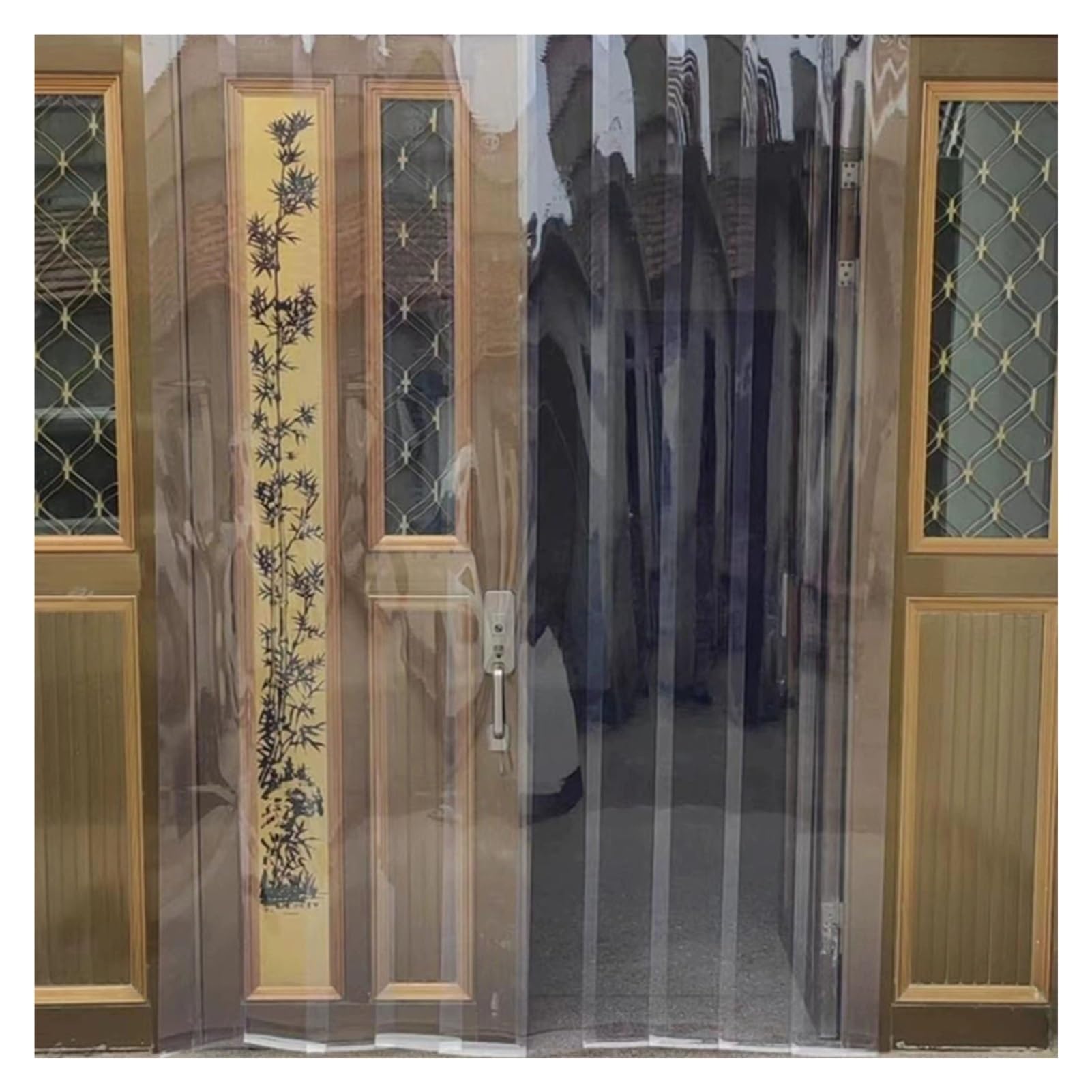 Lamelles Verticales Pliable Et Coulissant Convient pour Le Garage Débarras Rideau À Lanières en PVC Rideau A Lamelles Stores Verticaux(53.15x102.36in/1.35x2.6m)