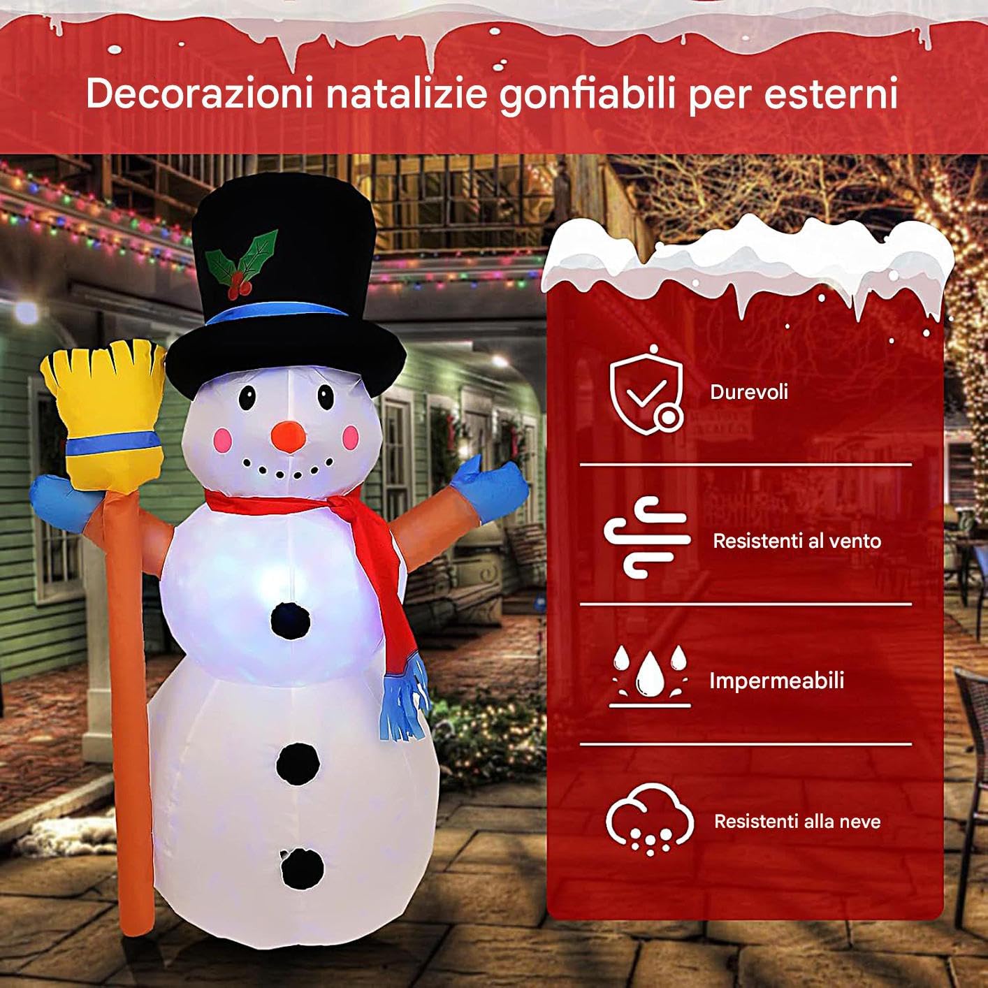 Bonhomme De Neige Gonflable De Noël 1,2 m avec Lumière LED | Décoration Gonflable Forme Bonhomme De Neige Noël Pour Jardin Parc Cour Arrière-Cour Porche Balcon Fête Rassemblement