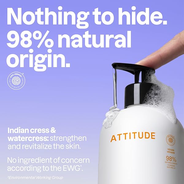 ATTITUDE ATTITUDE Liquid Hand Soap, Made in Canada, EWG Verified, Plant and Mineral-Based, Vegan Personal Care Products, Orange Blossom & Eucalyptus Scent, 473 mL in use