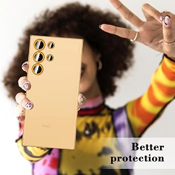 Camera Lens Protector Compatible with Samsung Galaxy S23 Ultra,Zeponny Colorful Luminous Camera Cover Tempered Glass Screen Protector,Aluminum Alloy Rings (Orange