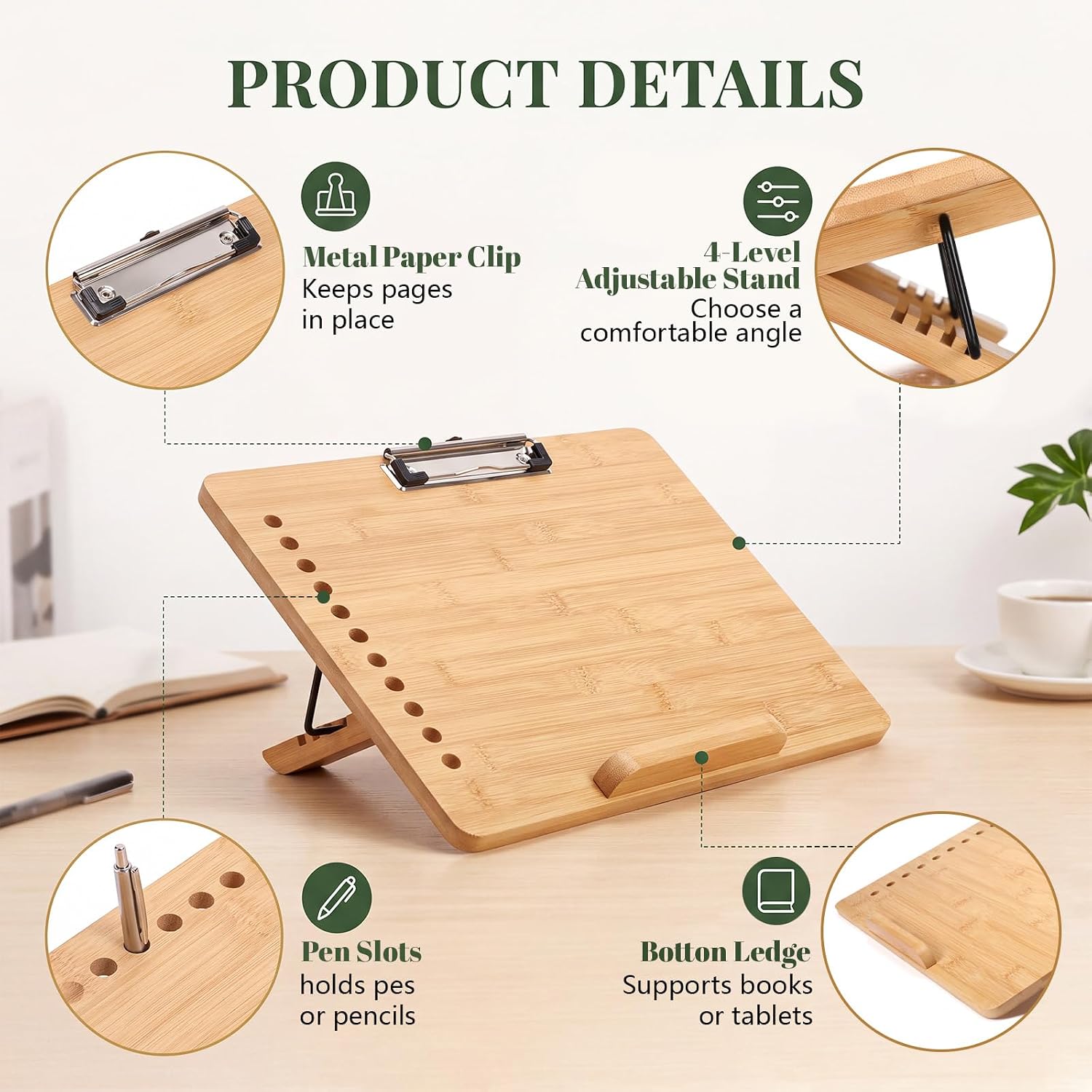 Nuanchu 2 Pcs Adjustable Slant Board for Writing with 4 Angles, 16x12 Inch