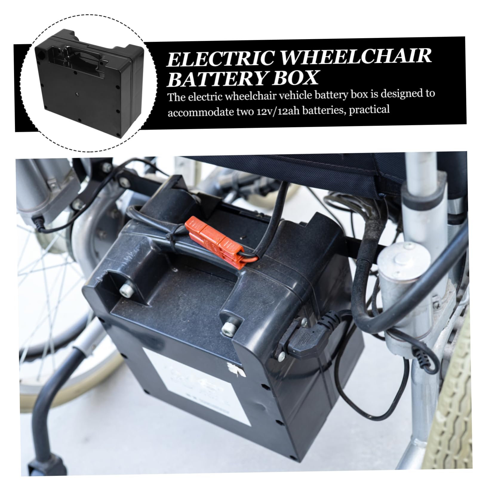 Porta Batteria Per Sedia Rotelle Elettrica Custodia Compatibile Design Compatto e Resistente Facile Installazione Per Uso Prolungato