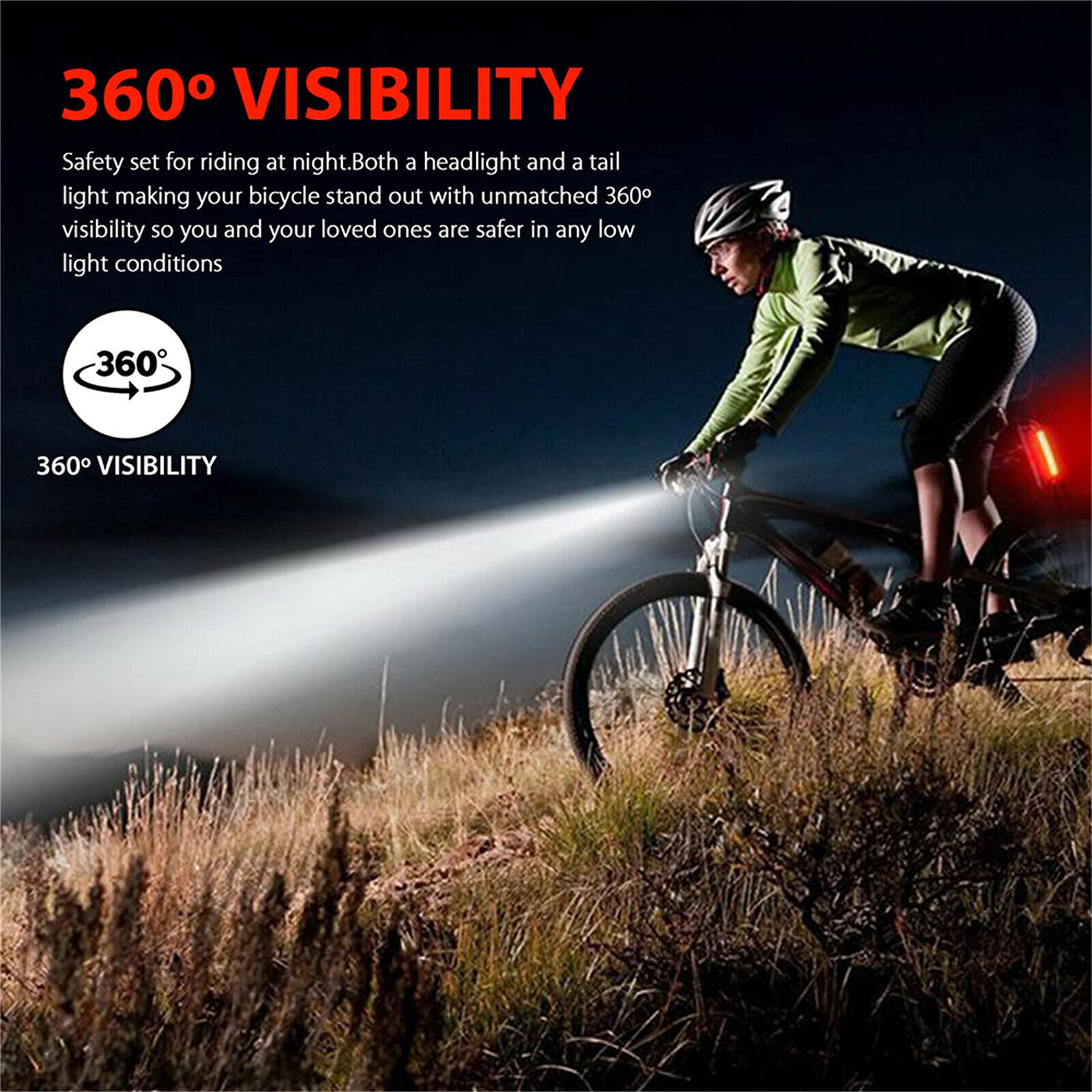 Lampe de Vélo Rechargeable USB LED Cycle de Montagne Lumière de Vélo Avant Feu Arrière Lampe de Poche Étanche Ensemble de Lampe de Vélo