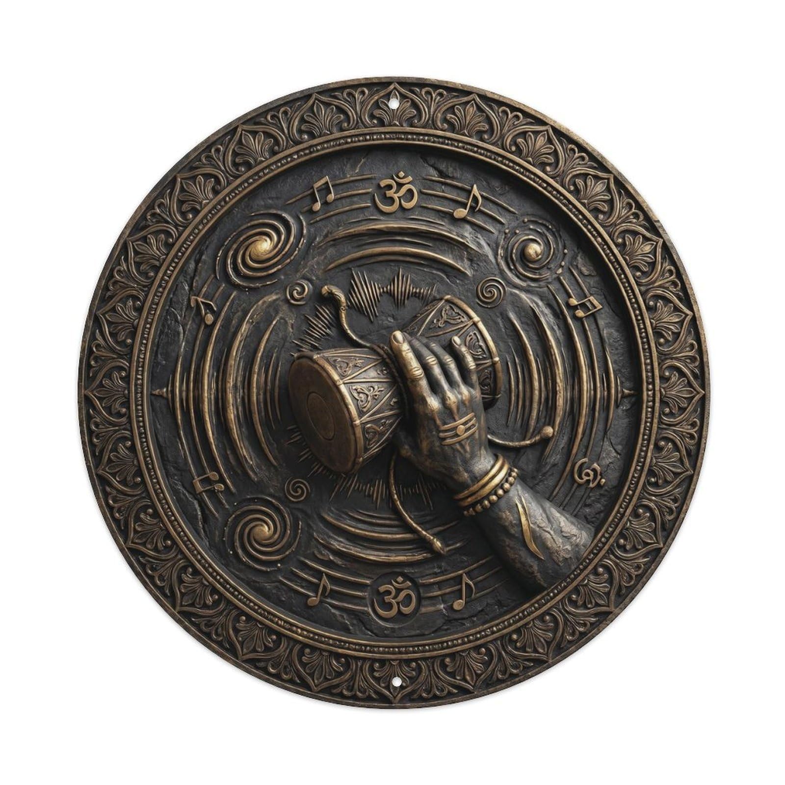 Shiva Damaru Drum Cosmic Sound Creation Relief Sculpture Metal Tin Sign
