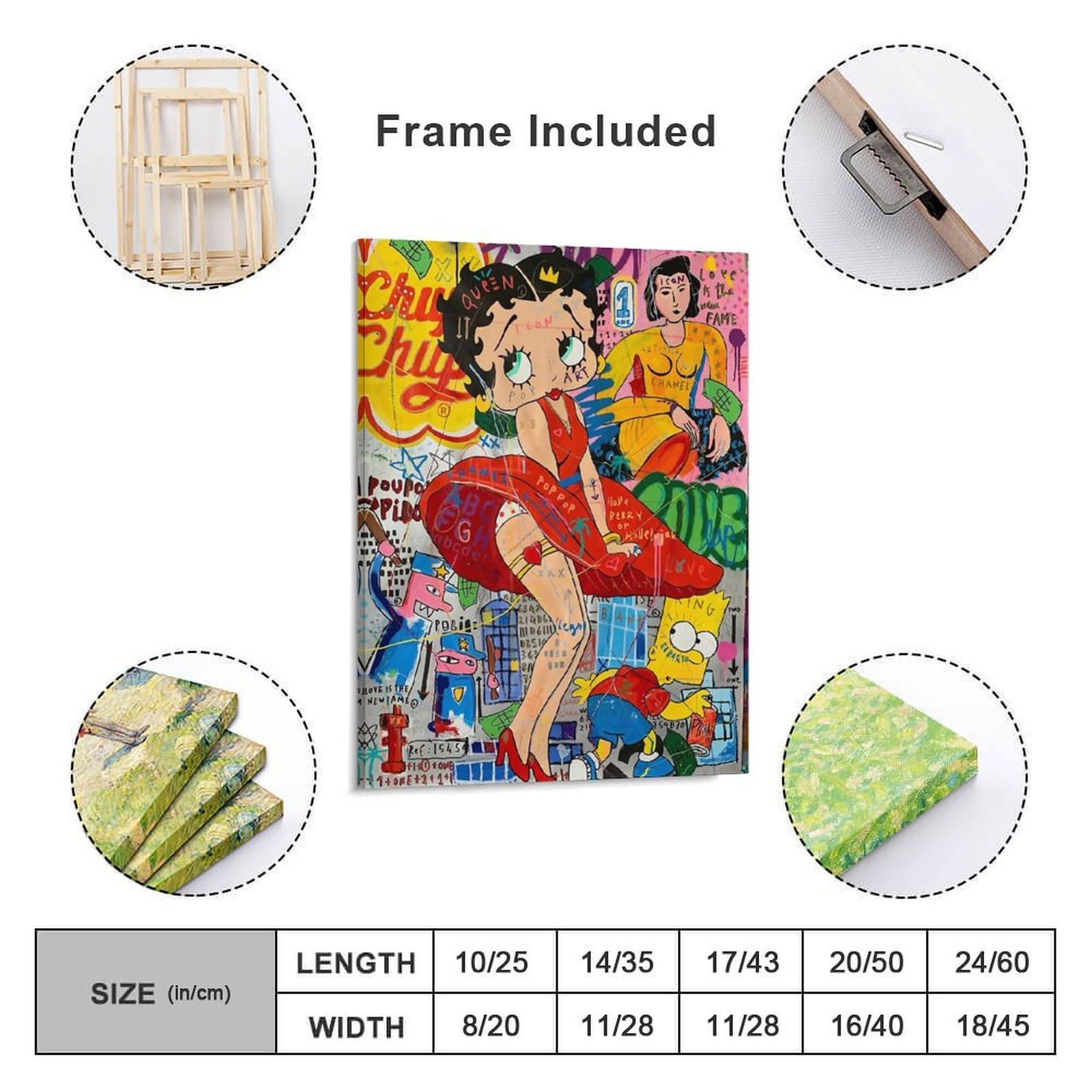 ベティちゃん　絵　額付き 楽天市場】ベティちゃん ウォールアート Betty Boop LED Canvas