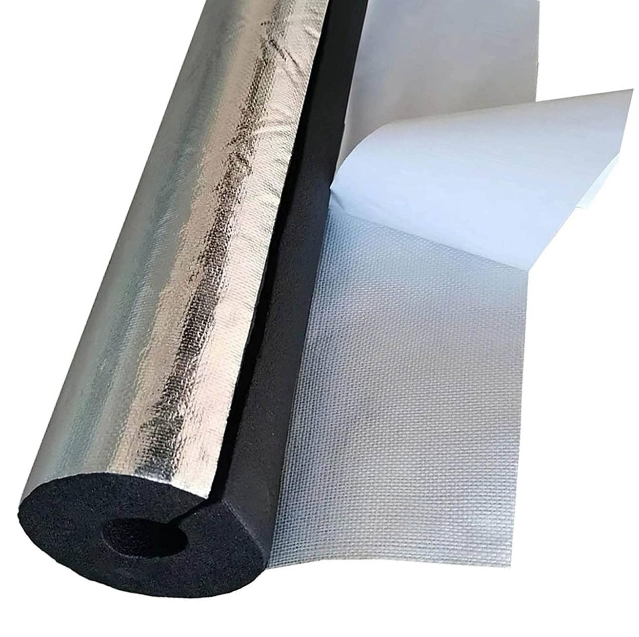 Tubo de Espuma Fundas de Aislamiento Térmico para Tuberías Exteriores Coquilla Aislante de Papel de Aluminio Autoadhesivo Tubo Aislante de Espuma Aire Acondicionado (ID)219mm x (T)30mm x (L)0.9m