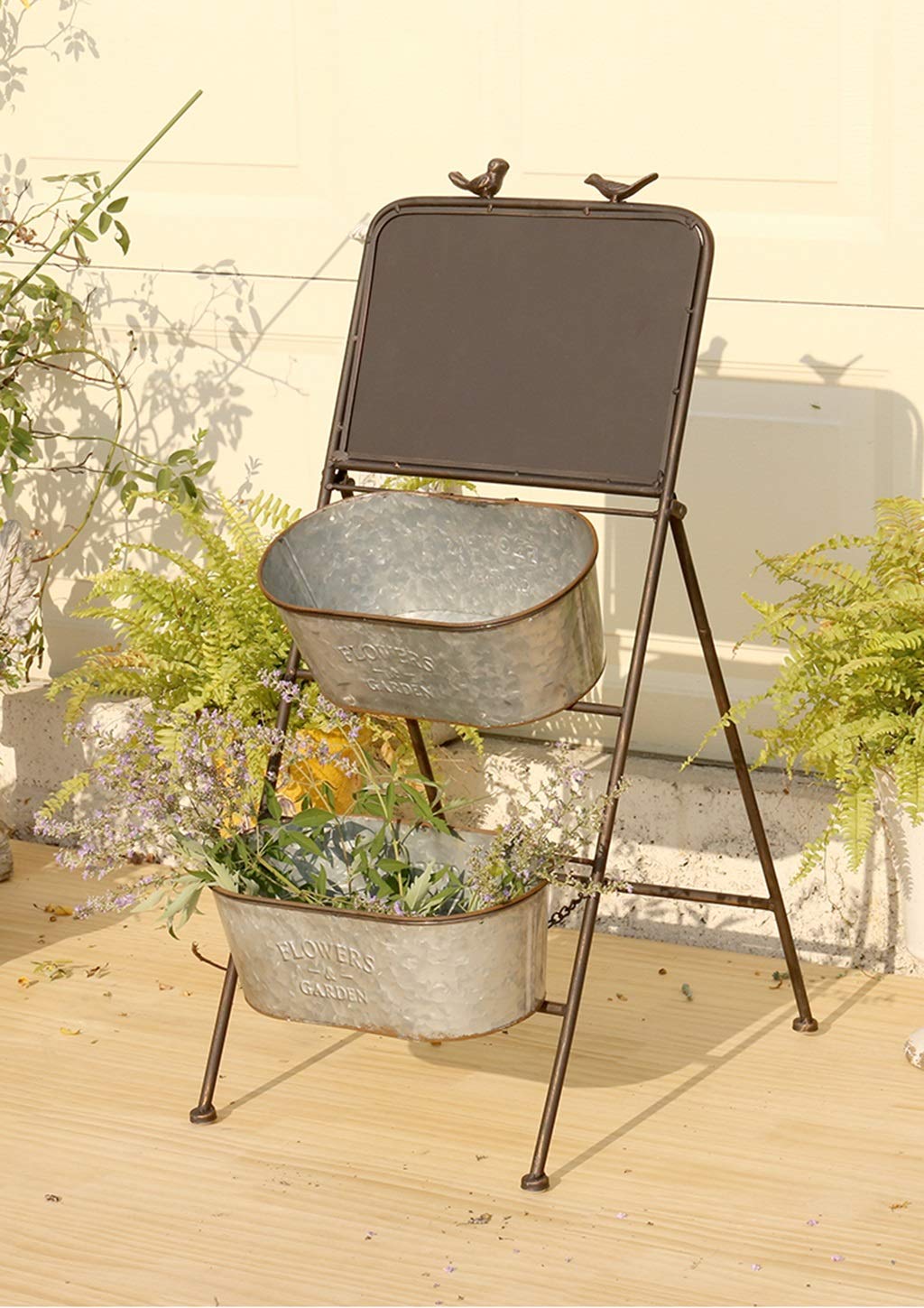 Amazon.co.jp: KJZ クフラワースタンド 園芸ラック ブリキ