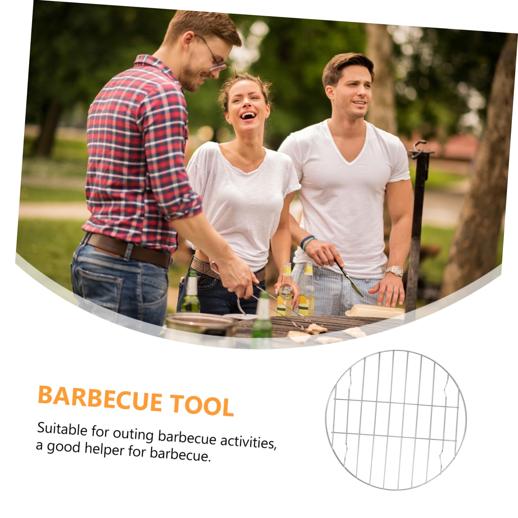 GALPADA 2Pcs Stainless Steel Barbecue Stand Round Grill Rack for Outdoor BBQ Activities Lightweight and Portable Cooking Tool for Easy Use and Storage