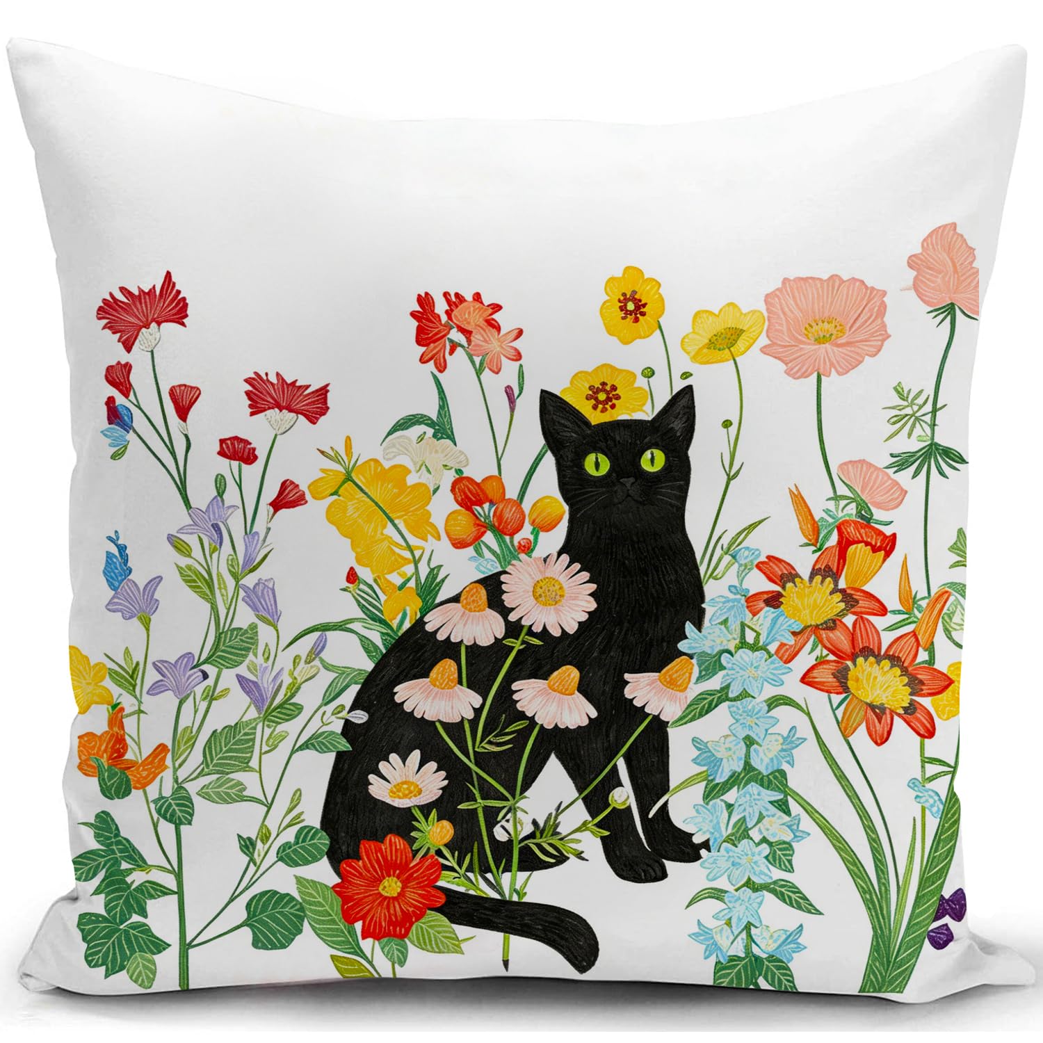 Kunqian Women's C At Ushion Over For At Lovers Gifts For Outdoor Flowers Pillow Decor For Home Living Room Ouch Bed Sofa 18"X18"(45X45cm)