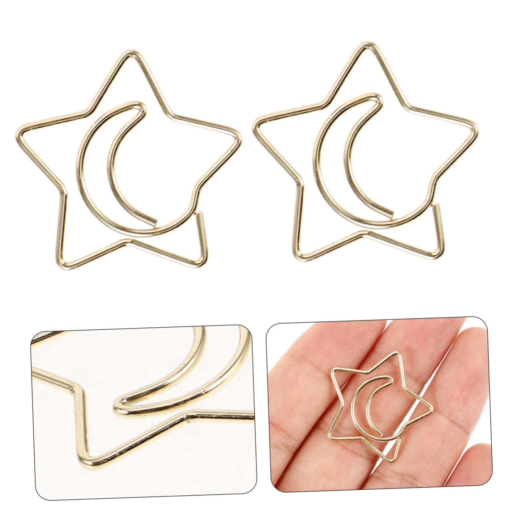STOBOK 300stücke Sternförmige Papierclips Praktische Und Hübsche Büroklammern Für Dokumente Notizen Und Fotos Goldene Stern-mond Designs Für Bürobedarf Und Schulmaterialien